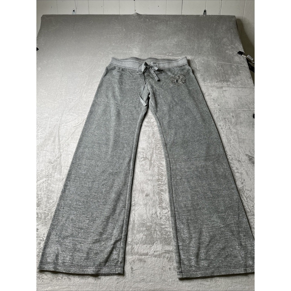 PINK VICTORIA'S SECRET Silver Shimmer‎ Wide Leg Sweatpants Sz L NWT Y2K